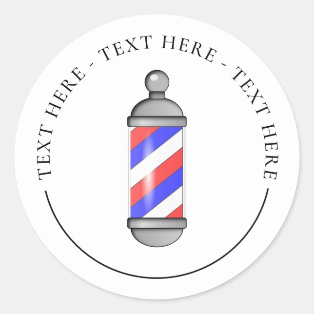 Barber Shop Pole Classic Round Sticker (Front)