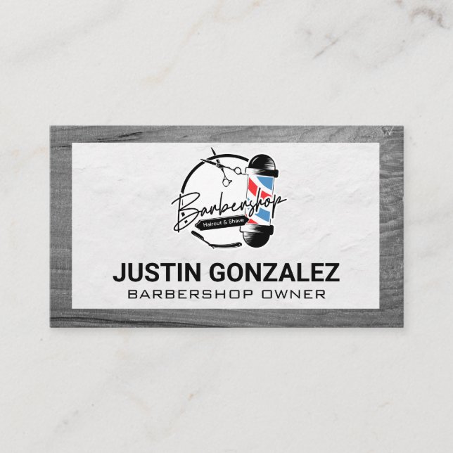 Barber Shop Pole | Hair Cut Business Card (Front)