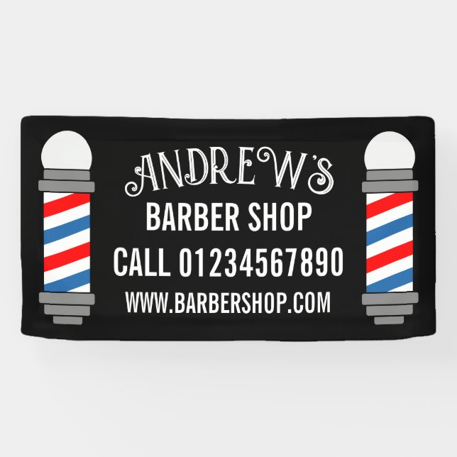 Barber shop pole hair salon business custom banner (Horizontal)