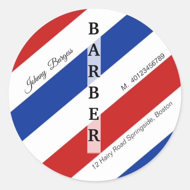 Barber Shop Pole Hairdresser Professional Modern Classic Round Sticker (Front)