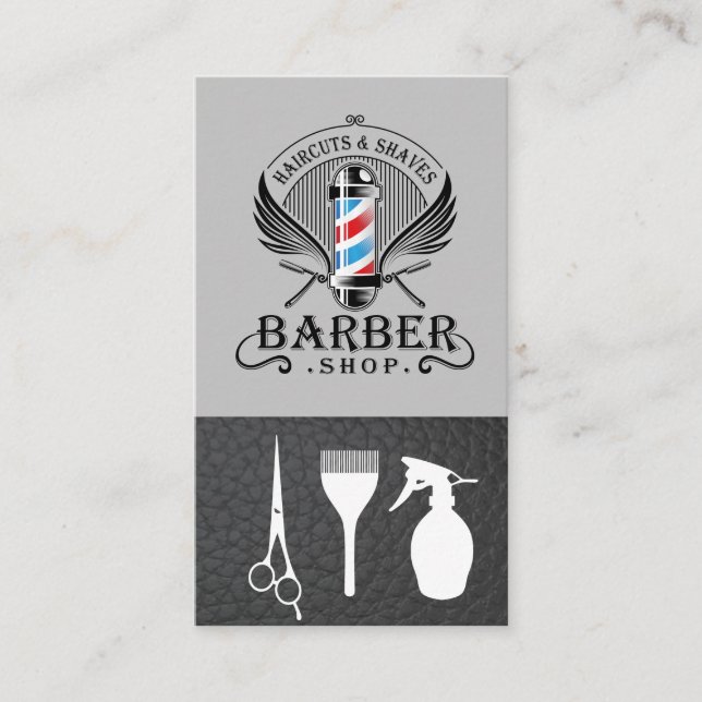Barber Shop Pole Logo | Hair Stylist Business Card (Front)