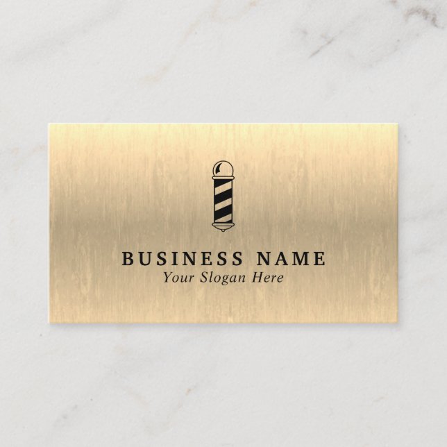 Barber Shop Pole - Metallic Gold Business Card (Front)