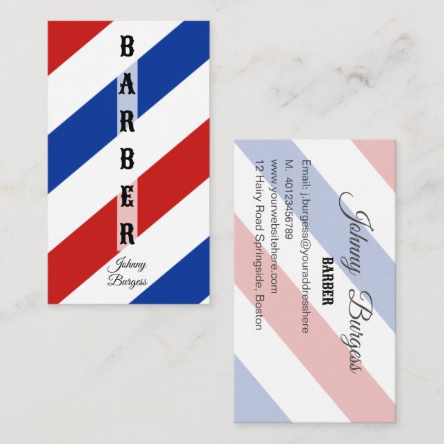 Barber Shop Pole Modern Hairdresser Business Card (Front/Back)