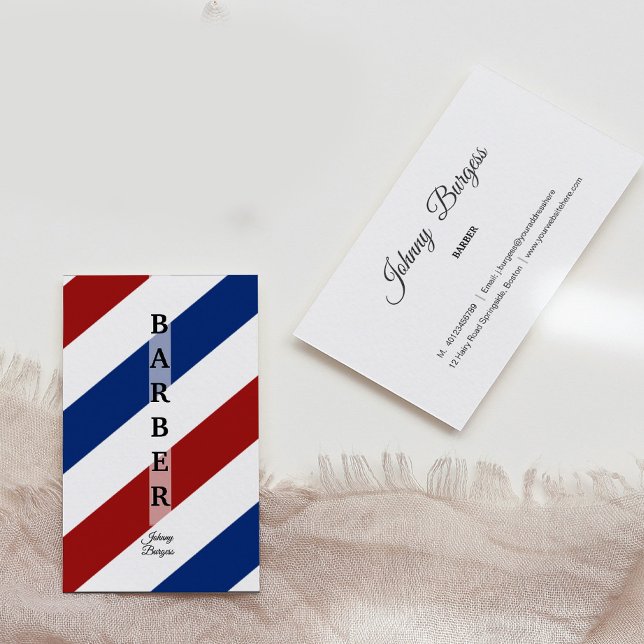 Barber Shop Pole  Professional  Modern Hairdresser Business Card (Creator Uploaded)
