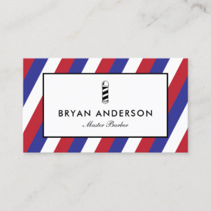 Barber Shop Pole - Red Blue Stripes Business Card