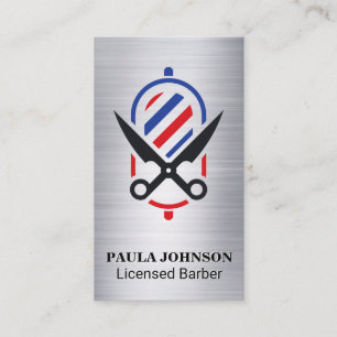 Barber Shop Pole Scissors  Business Card