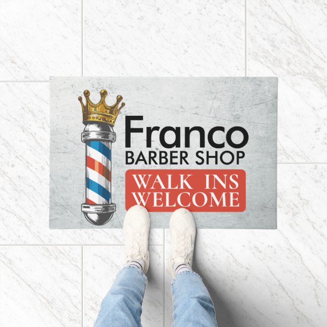 Barber Shop Poles Barbershop Hair Stylist Welcome Doormat (Indoor)