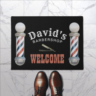Barber Shop Poles Barbershop Hair Stylist Welcome Doormat