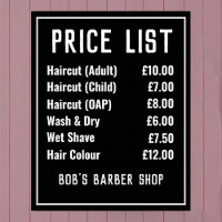Barber Shop Price List