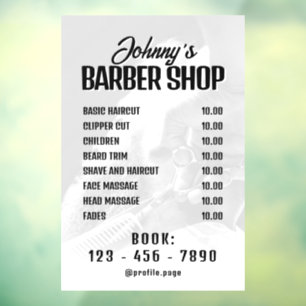 Barber shop price list Window Cling
