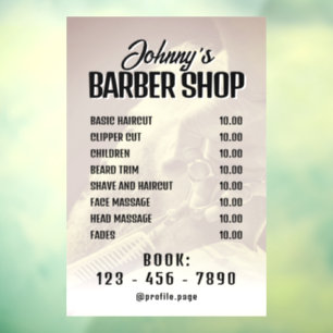 Barber shop price list Window Cling