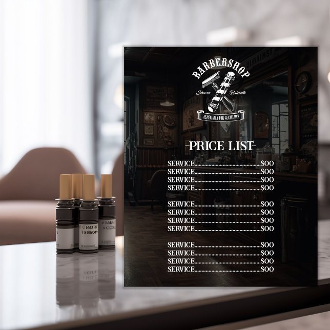 Barber Shop Professional Hair stylist Price List Plaque (Creator Uploaded)