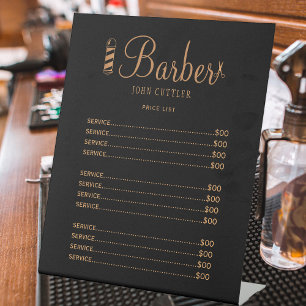 Barber shop professional logo price list  pedestal sign