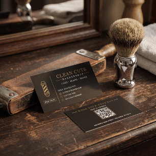 Barber Shop QR Code Business Card