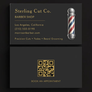 Barber Shop QR Code Professional Business Card