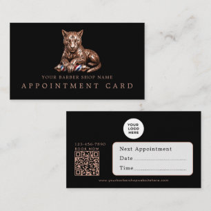 Barber Shop Rose Gold Panther Appointment Cards