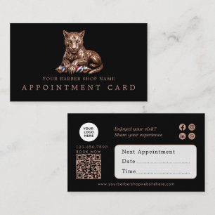 Barber Shop Rose Gold Panther Appointment Cards