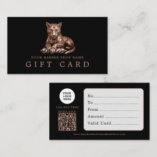 Barber Shop Rose Gold Panther Qr Code Gift Card