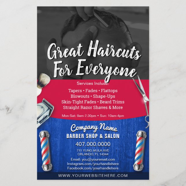 Barber Shop & Salon Customisable Coupon Template F Flyer (Front)