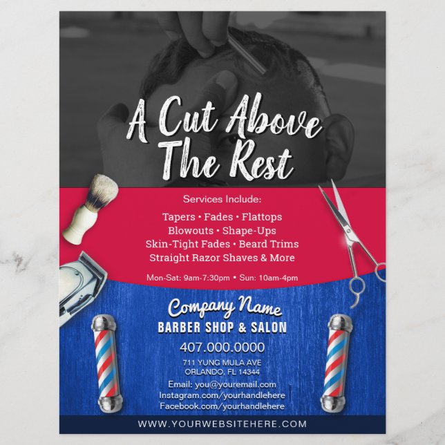 Barber Shop & Salon Customisable Coupon Template F Flyer (Front)
