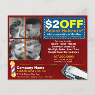 Barber Shop & Salon Customisable Coupon Template Flyer