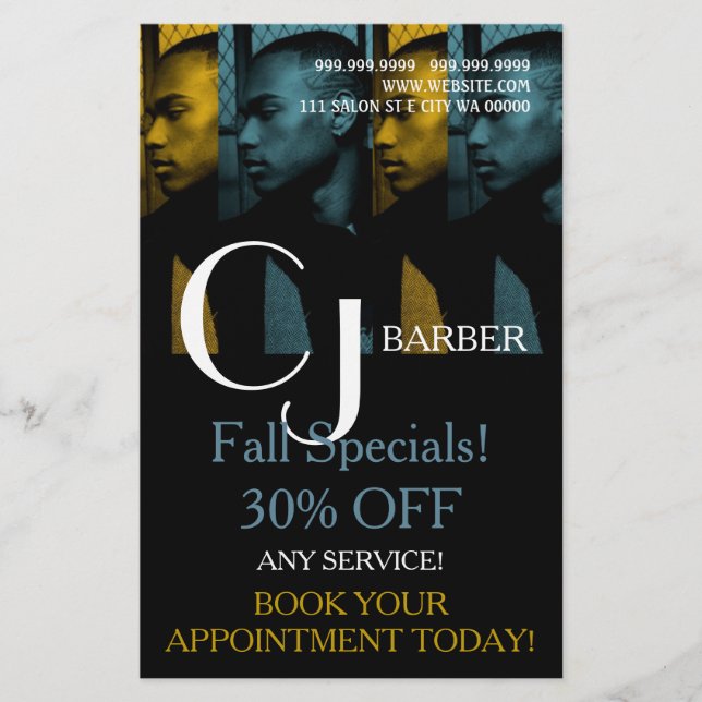 Barber Shop Salon Stylist Hair  Flyer Menu (Front)