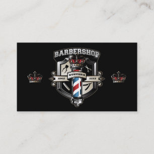 Barber Shop Shield and Crown Business Card