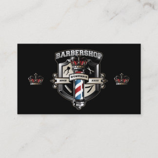 Barber Shop Shield and Crown Business Card