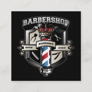 Barber Shop Shield and Crown Square Business Card