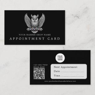 Barber Shop Silver Owl Qr Code Appointment Cards