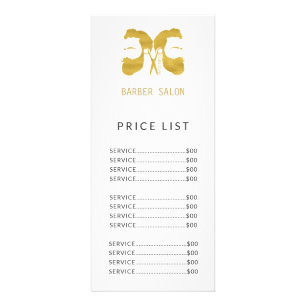 Barber shop simple gold white price list services rack card