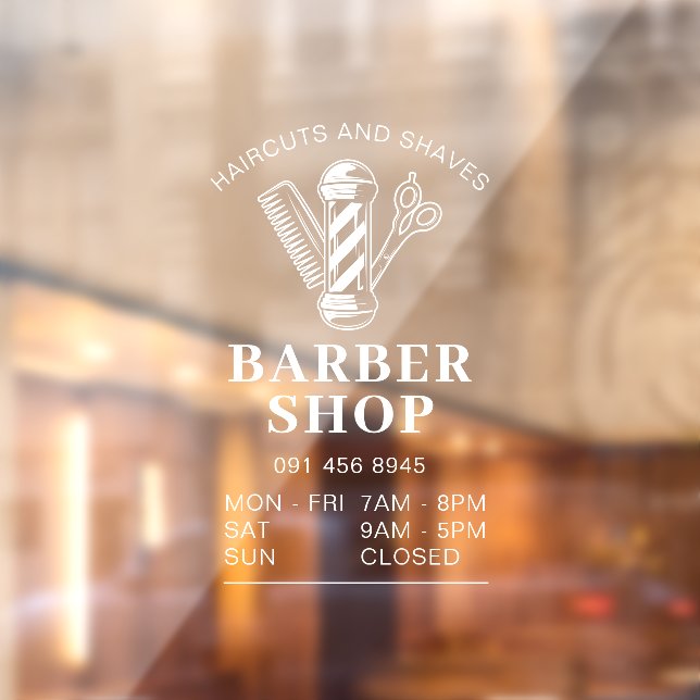 Barber Shop Store Opening Hours Window Cling (Sheet 2)