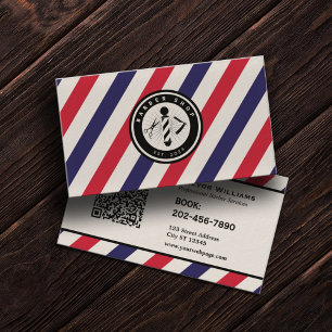 Barber shop stripes barbershop logo business card
