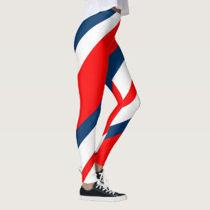 Barber Shop Stripes on Red/White/Blue Fashion Leggings