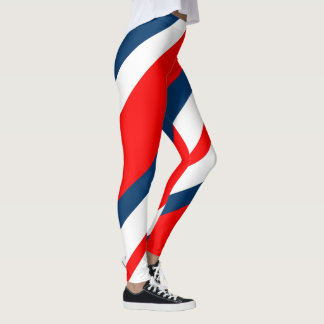 Barber Shop Stripes on Red/White/Blue Fashion Leggings