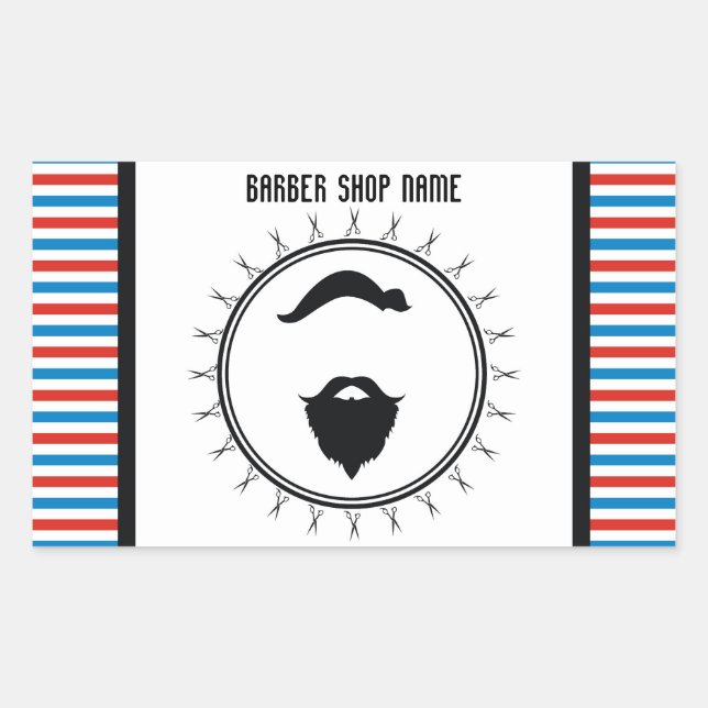 Barber shop template rectangular sticker (Front)
