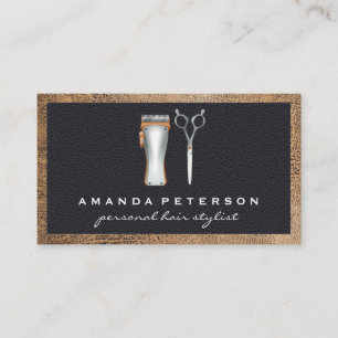 Barber Shop Tools   Leather Business Card