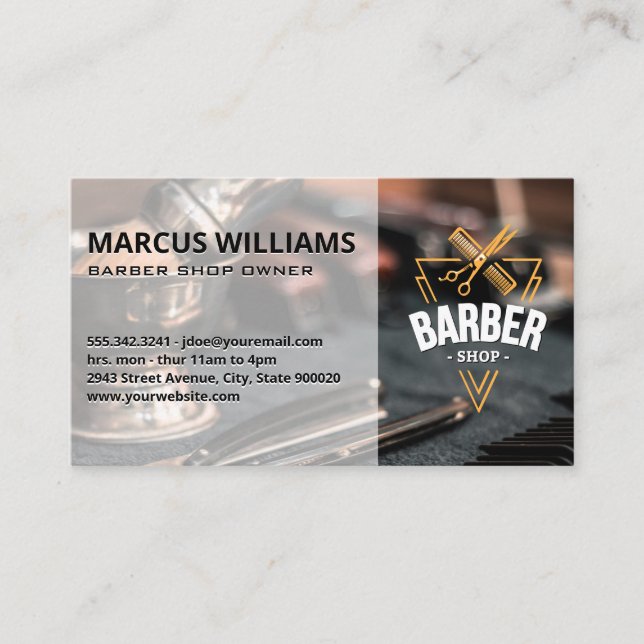 Barber Shop Tools  | Work Station Business Card (Front)