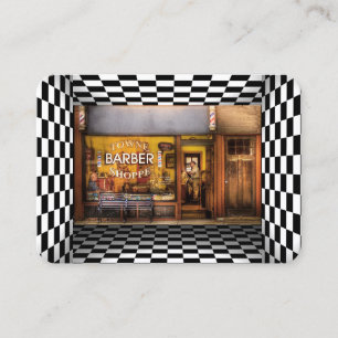 Barber Shop Vintage Black, White, Checkers Business Card