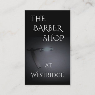 Barber Shop w/Straight Razor Image in Dark Grey Business Card