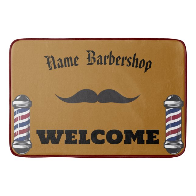 Barber Shop Welcome Barbershop Hair Style DIY NAME Bath Mat (Front)