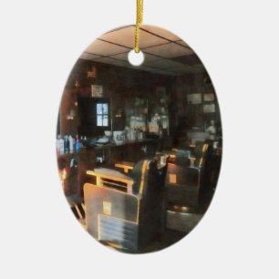 Barber Shop With Sun Streaming Through Window Ceramic Tree Decoration