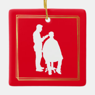 Barber Silhouette Christmas Ornament with Name
