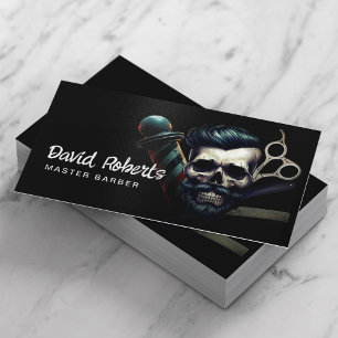 Barber Skull Barbershop Professional Hair Stylist Business Card