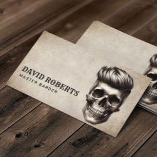 Barber Skull Barbershop Vintage Hair Stylist Business Card