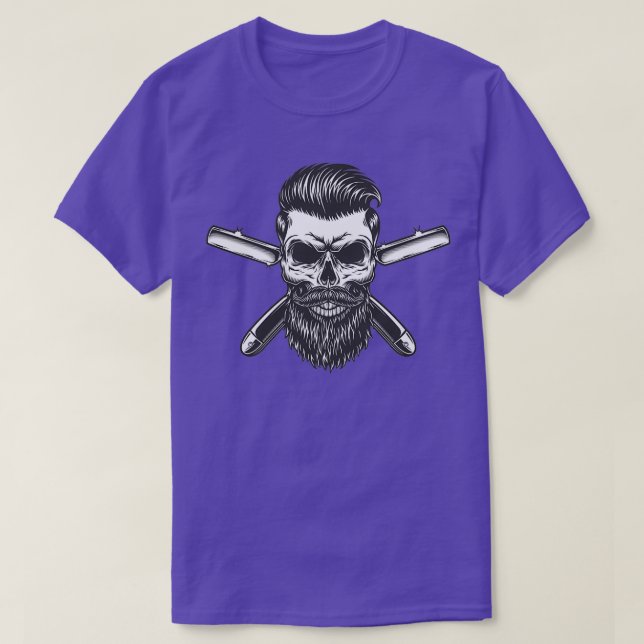 Barber skull with beard T-Shirt (Design Front)