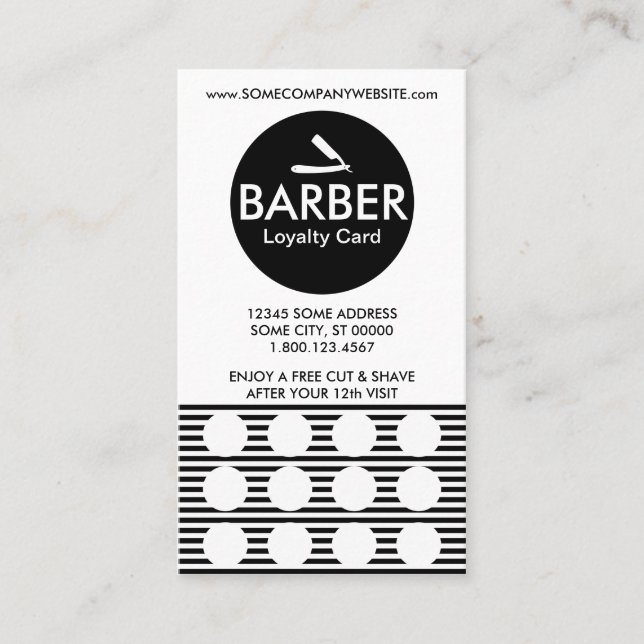 BARBER stripe stamp card (Front)