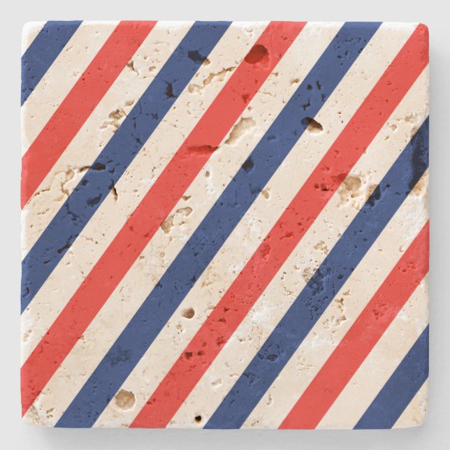 Barber Stripes Stone Coaster (Front)