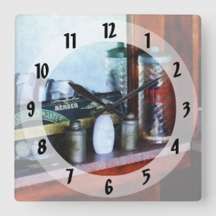 Barber Supplies Square Wall Clock