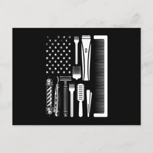 Barber Tools American Flag Postcard